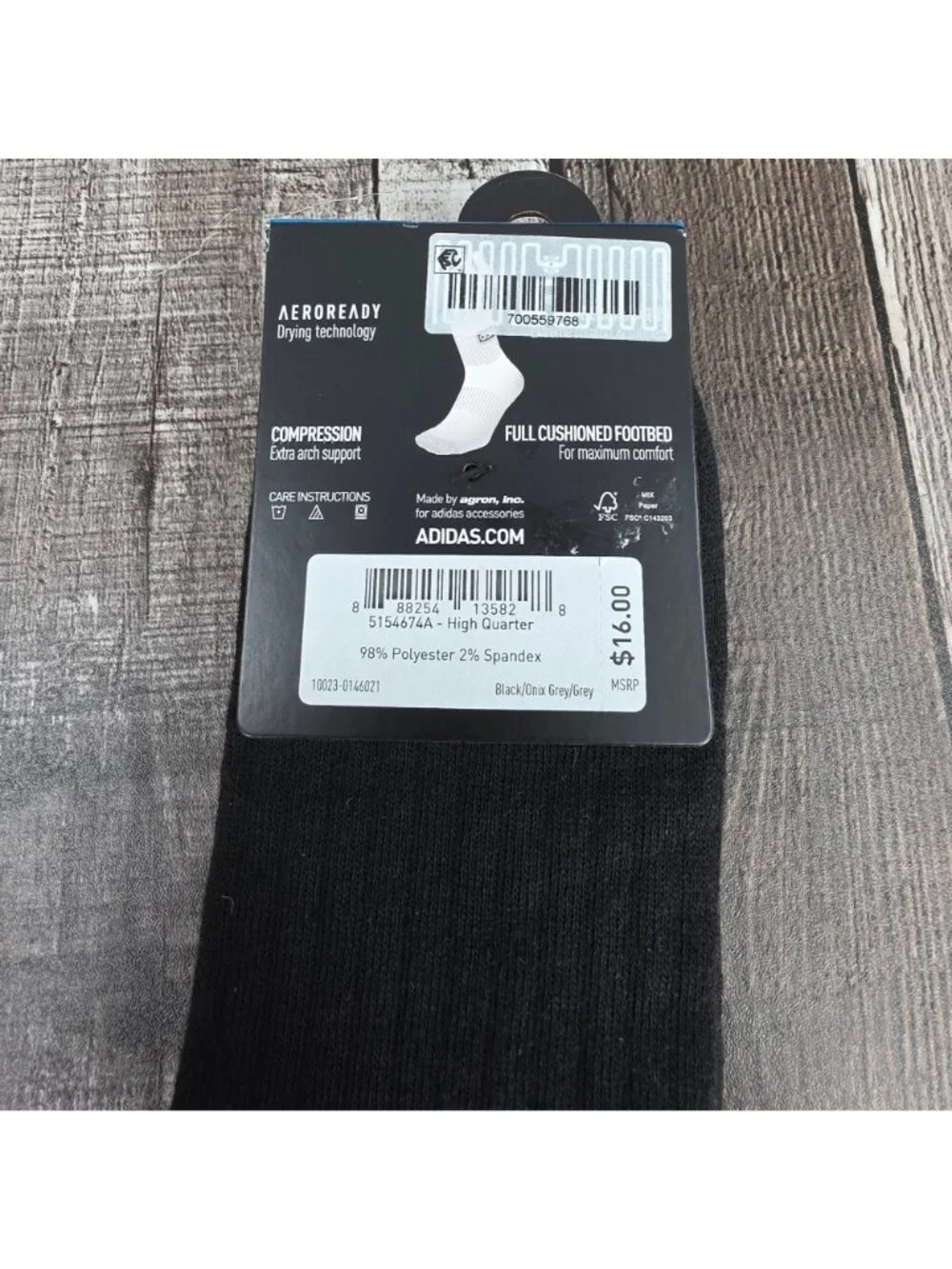 Adidas Cushioned Aeroready Compressions Socks Black 3 Pack 6-12 High Quarter New